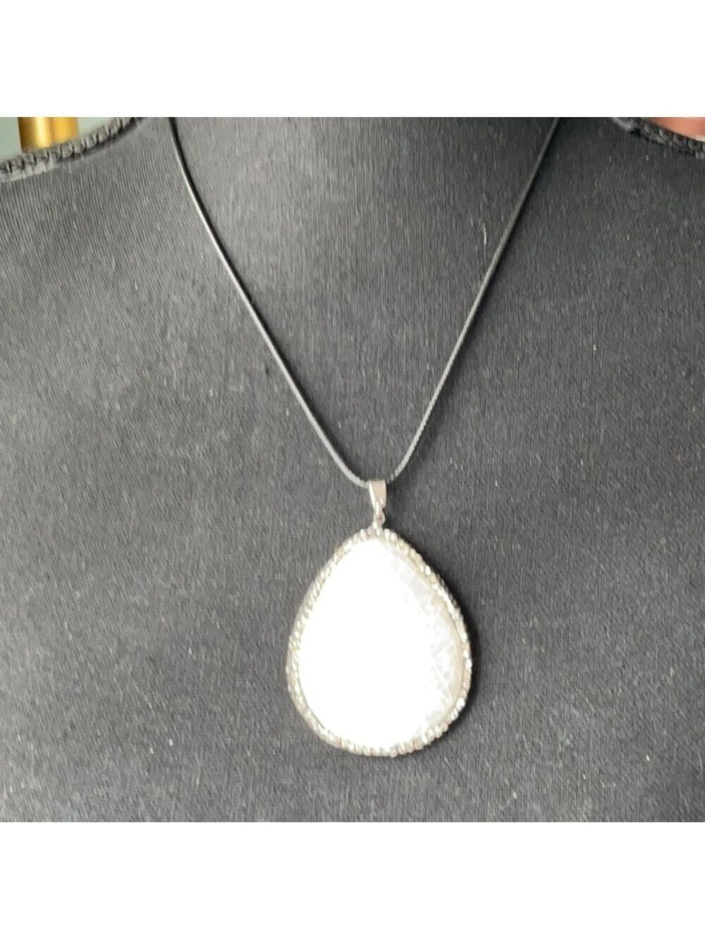 Vintage Pearl Shell Pendant Rhinestones - Picture 1 of 3